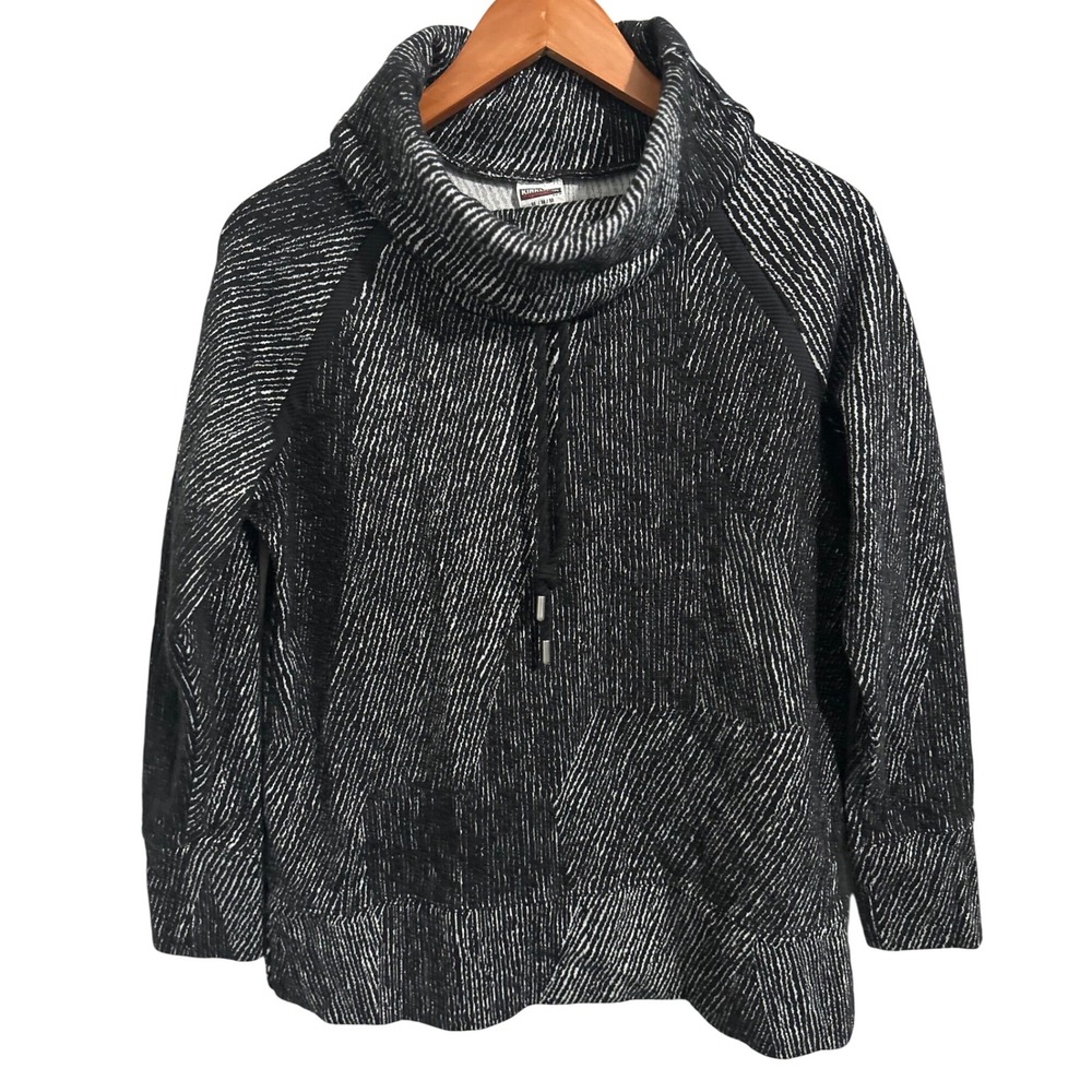 Kirkland Signature Black and White Print Cowl Neck Top Women's Size‎ Medium
